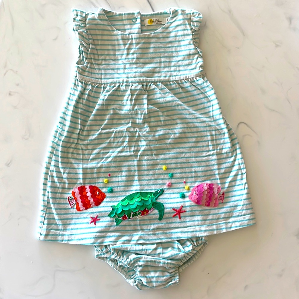 Mini Boden sea turtle appliqué set 12-18months